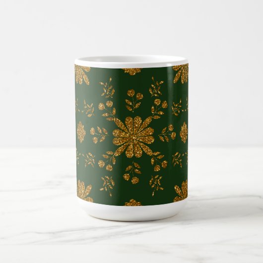 Elegante Gold und Grüne Folk Tasse (Mittel)