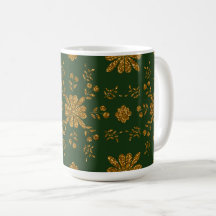Elegante Gold und Grüne Folk Tasse