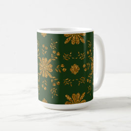 Elegante Gold und Grüne Folk Tasse