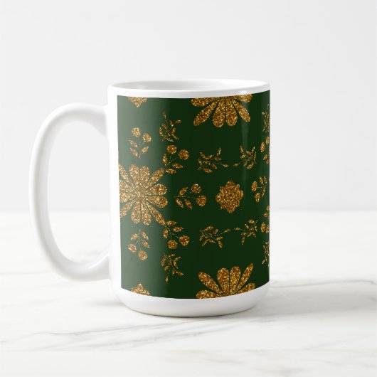 Elegante Gold und Grüne Folk Tasse (Links)