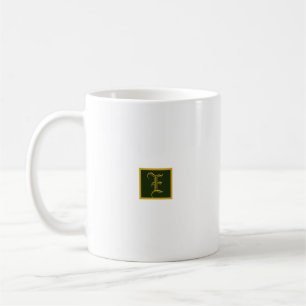 Elegante Gold- und grüne Monogramm-Minimalistisch Kaffeetasse