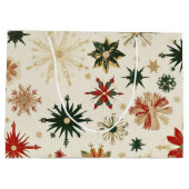 Elegante Gold- und Grüne Schneeflocken-Muster Große Geschenktüte (Rückseite)