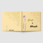Elegante Gold- und hellviolette Wasserfarben-Iris- Gästebuch (Voll)