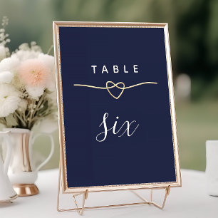 Elegante Gold- und Marineblaue Hochzeit Tischnummer