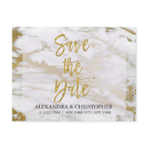Elegante Gold- und Marmorkarte Save the Date