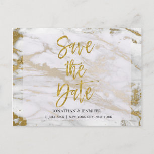 Elegante Gold- und Marmorkarte Save the Date Ankündigungspostkarte
