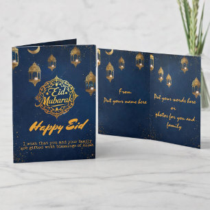 Elegante Gold- und Navy-Eid-Mubarak-Grußkarte Karte