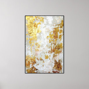 Elegante Gold- und neutrale abstrakte Wandkunst  Leinwanddruck