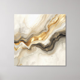 Elegante Gold- und neutrale Marmor-Abstraktkunst Leinwanddruck