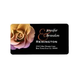 Elegante Gold- und Peach-Sonnenuntergang-Rose Adressaufkleber