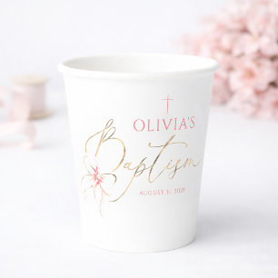 Elegante Gold- und Rosafarbene Schleifen Mädchen-T Pappbecher