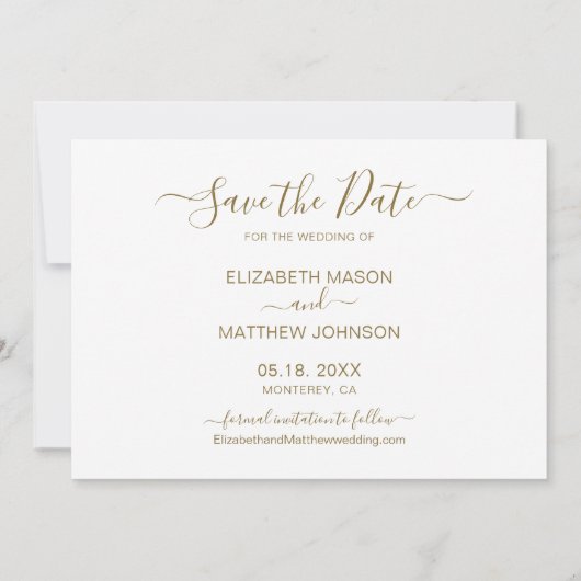 Elegante Gold- und Schwarz-Botanische FotoCollage Save The Date (Rückseite)