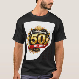 Elegante Gold- und Schwarz-Geburtstagsfeier zum 50 T-Shirt