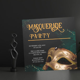 Elegante Gold- und Schwarz-Maskenparty-Einladung Einladung