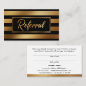 Elegante Gold- und Schwarz-Weiß-Referenzkarten Empfehlungskarte (Vorne/Hinten)