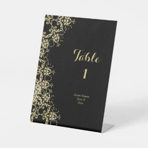 Elegante Gold- und schwarze Damast-Geburtstags-Tis Sockelschild