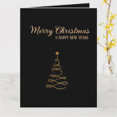 Elegante Gold- und Schwarze Weihnachtsbaumen Karte (Gelbe Blume)