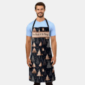 Elegante Gold- und Schwarze Weihnachtsbaumen Schürze (Getragen)