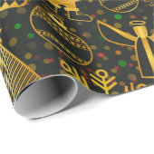 Elegante Gold- und Schwarze Weihnachtsbilder Geschenkpapier (Rolleneckpunkt)