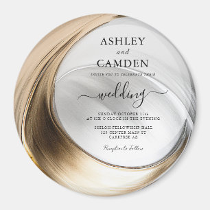 Elegante Gold- und Silber-Hochzeitseinladung Magnet