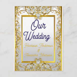 Elegante Gold- und Silberhochzeits-Einladung Postkarte