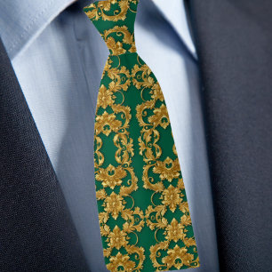 Elegante Gold- und Smaragd-Krawatte Krawatte