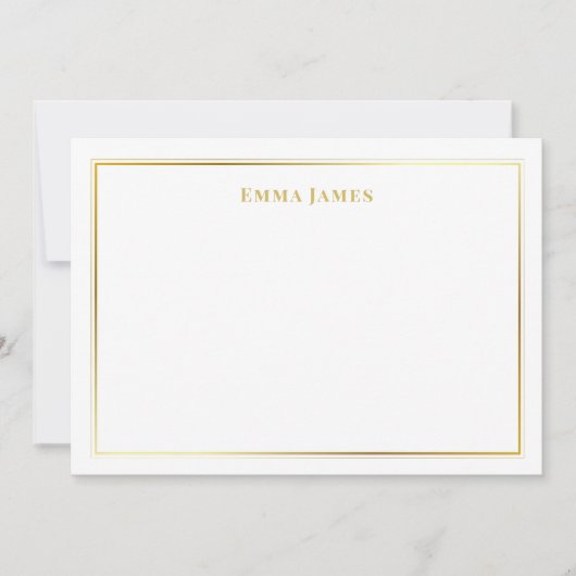 Elegante Gold- und Weiß-Doppelgrenzen Personalisie Mitteilungskarte (Vorderseite)