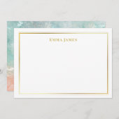 Elegante Gold- und Weiß-Doppelgrenzen Personalisie Mitteilungskarte (Vorne/Hinten)