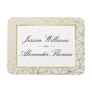 Elegante Gold- und Weiß-Hochzeit Magnet