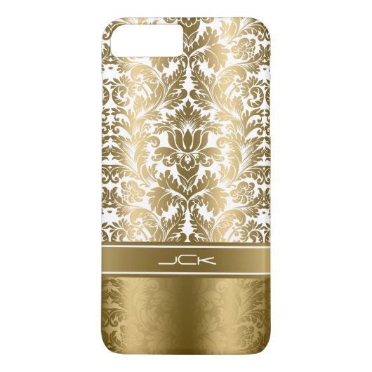 Elegante Gold- und Weißblütendamasken Case-Mate iPhone Hülle (Rückseite)