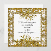 Elegante Gold- und Weiße Party Einladung (Vorne/Hinten)