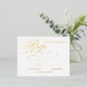 Elegante Gold- und White Modern Wedding RSVP-Karte Folie Einladungspostkarte (Stehend vorne)