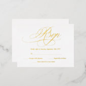 Elegante Gold- und White Modern Wedding RSVP-Karte Folie Einladungspostkarte (Vorderseite/Rückseite)