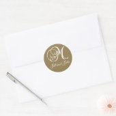 Elegante Gold- und White Monogram M-Namensaufklebe Runder Aufkleber (Umschlag)