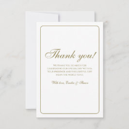 Elegante Gold und White Wedding Dankeschön Card Dankeskarte
