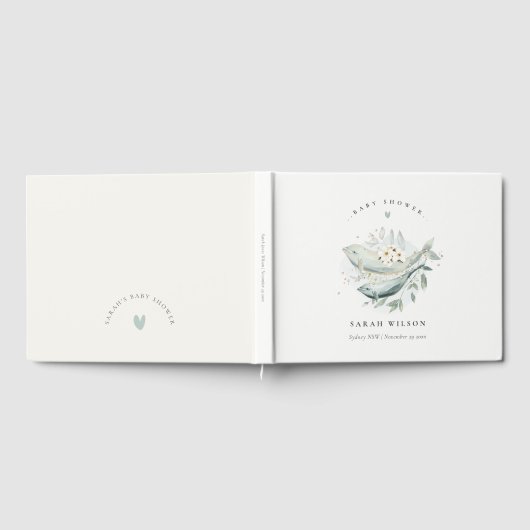 Elegante Gold Unterwasser Blütenfischdusche Gästebuch (Voll)