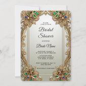 Elegante Gold Verziert Bridal Dusche Einladung (Vorderseite)