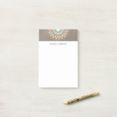 Elegante Gold Verziert Lotus Mandala Taupe Linen L Post-it Klebezettel (Auf Schreibtisch)