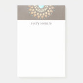 Elegante Gold Verziert Lotus Mandala Taupe Linen L Post-it Klebezettel (Vorderseite)