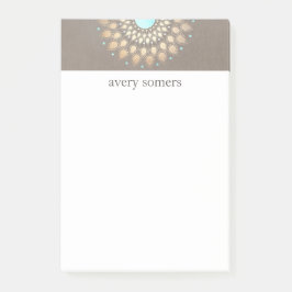 Elegante Gold Verziert Lotus Mandala Taupe Linen L Post-it Klebezettel