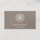 Elegante Gold Verziert Lotus Mandala Taupe Linen L Visitenkarte (Vorderseite)