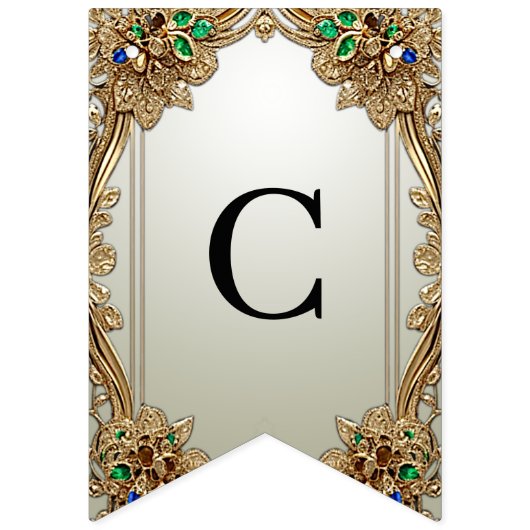 Elegante Gold Verzierte Jagdflagge Wimpelkette (Erste Fahne)