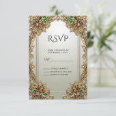 Elegante Gold Verzierte RSVP-Karte RSVP Karte (Stehend Vorderseite)