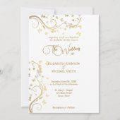 Elegante Gold Vines Butterflies Hochzeit Einladung (Vorderseite)