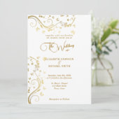 Elegante Gold Vines Butterflies Hochzeit Einladung (Stehend Vorderseite)