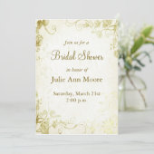 Elegante Gold Vintag Bridal Dusche Einladung (Stehend Vorderseite)