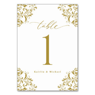 Elegante Gold Vintag Classic Kleine Hochzeit Tischnummer