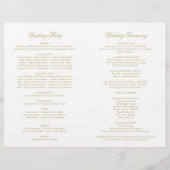 Elegante Gold Vintag Glam Wedding Foto Programme (Rückseite)