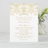 Elegante Gold Vintag Glamour Calligraphy Wedding Einladung (Stehend Vorderseite)