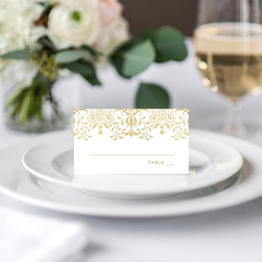 Elegante Gold Vintag Glamour Hochzeit Platzkarte